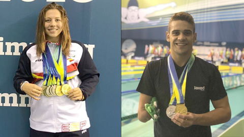 Imatge dels nedadors Òscar Salguero i Núria Marquès