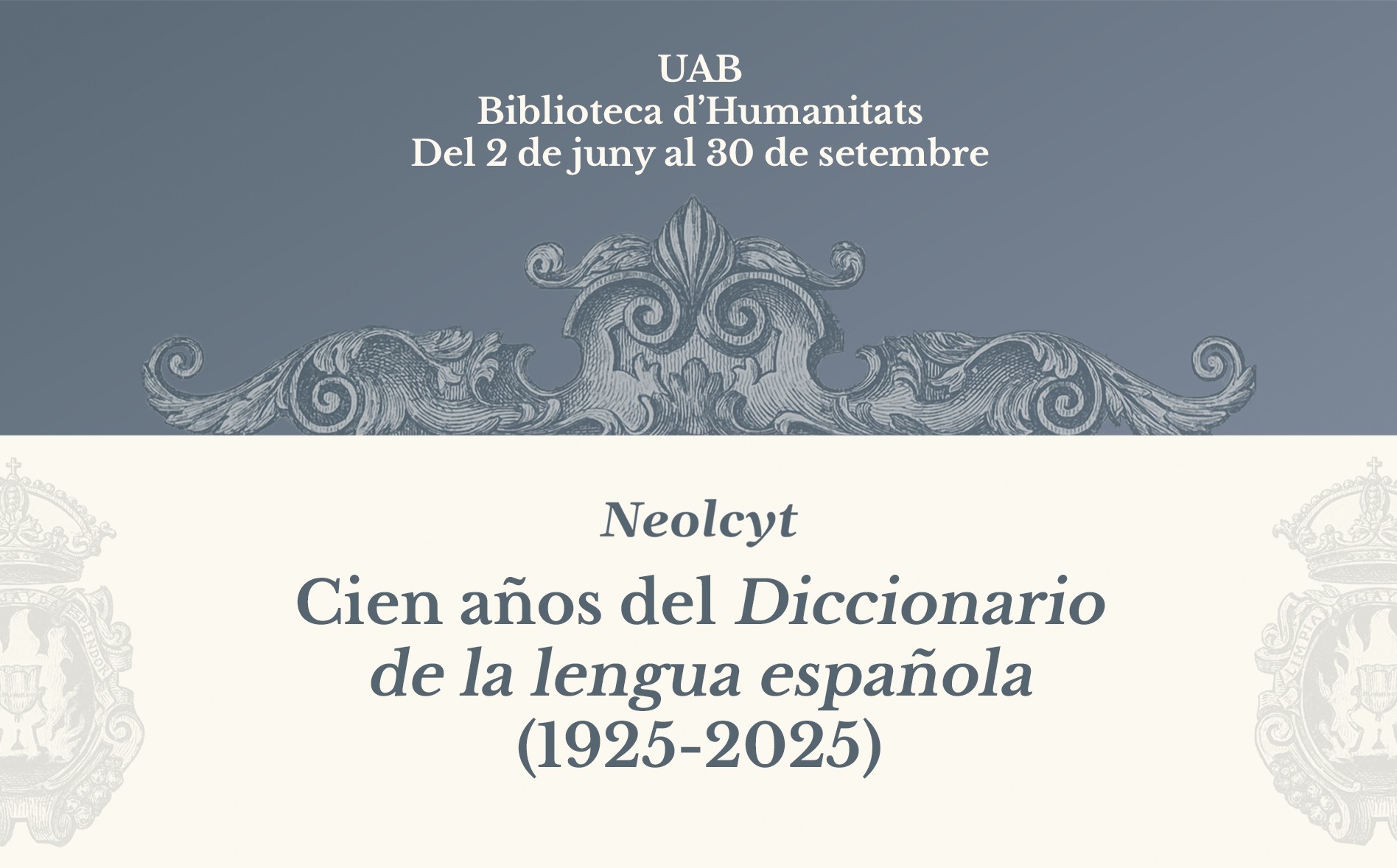 Cartell infromatiu blau i blanc crema