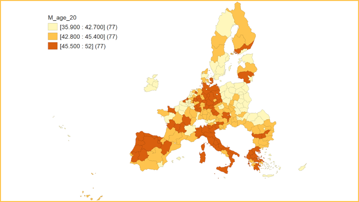Mapa edat mitjana a la Unió Europea (2020)