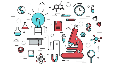 Il·lustracions d'elements de la ciència