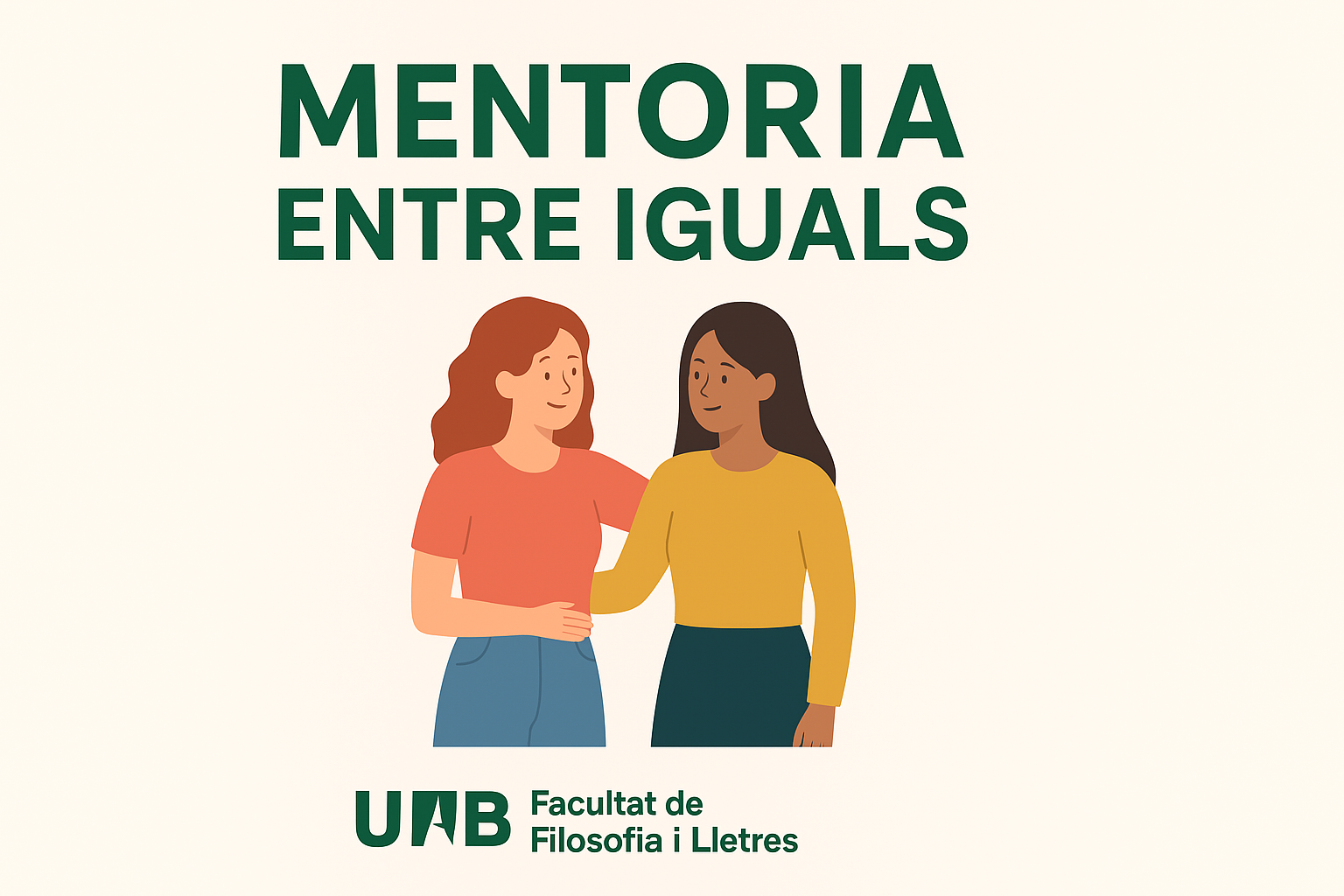Text mentoria iguals amb imatge de dues noies abraçades