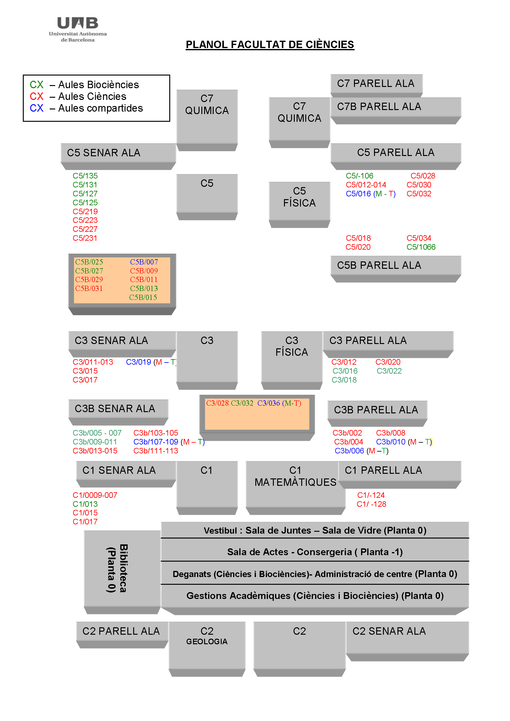 Planol de la Facultat 
